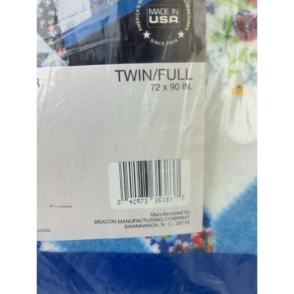 Beacon Blanket NEW Star Patch Blue Floral TWIN/FULL Size 72x90 Country Farmhouse